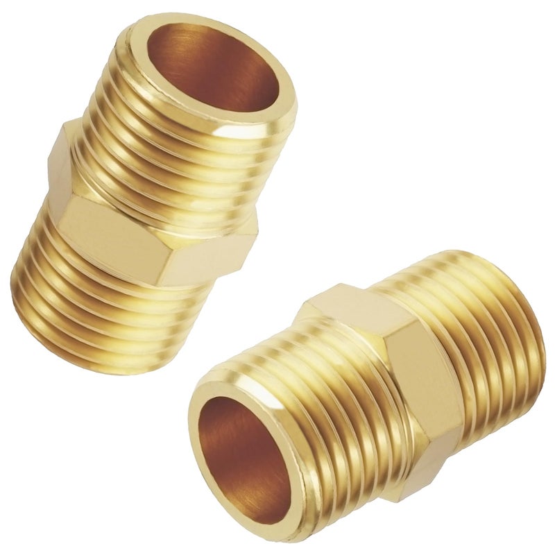 YOUHO 2-Pack 1/2" NPT Male Thread Brass Pipe Nipple Adapter Fittings - Image 2